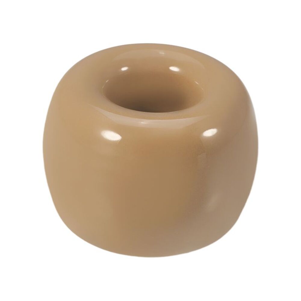 Bathroom Round Mini Ceramic Electric Toothbrush Holder Brown 1.65"x1.18"